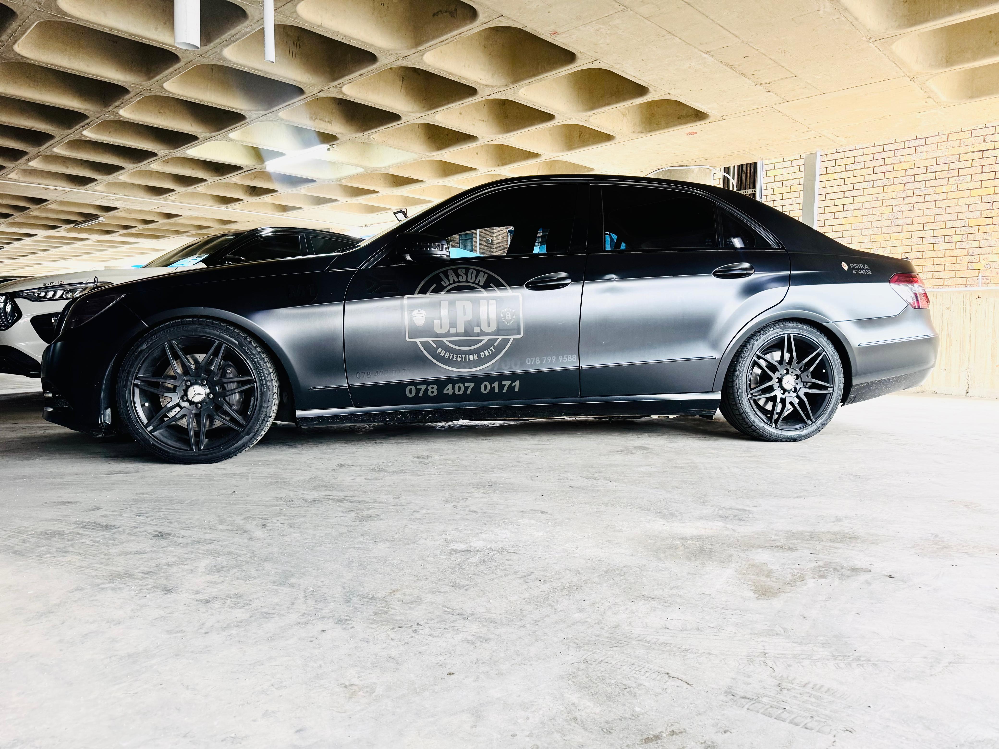 JPU branded Mercedes E-Class security vehicle